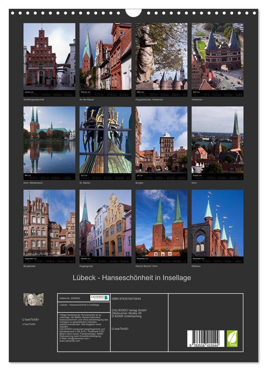 Produktbild: L&uuml;beck - Hansesch&ouml;nheit in Insellage (Wandkalender 2026 DIN A3 hoch), CALVENDO Monatskalender