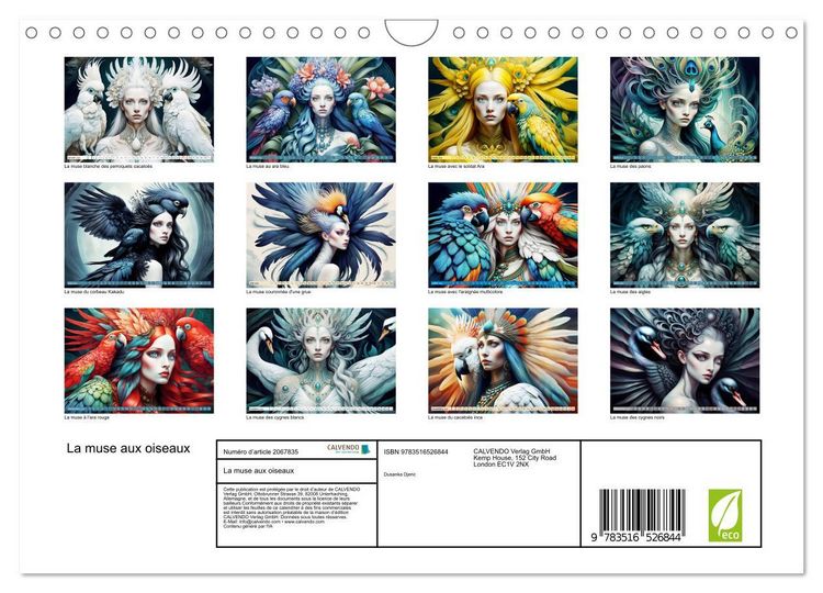 Produktbild: La muse aux oiseaux (Calendrier mural 2026 DIN A4 vertical), CALVENDO calendrier mensuel