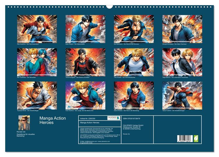 Produktbild: Manga Action Heroes (Wandkalender 2026 DIN A2 quer), CALVENDO Monatskalender