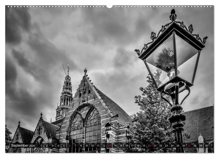 Produktbild: AMSTERDAM Stadtherz in Monochrom (Wandkalender 2026 DIN A2 quer), CALVENDO Monatskalender