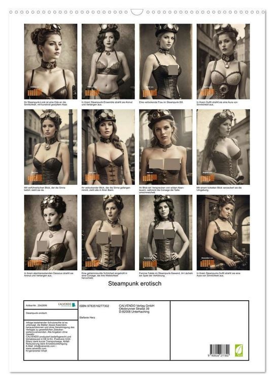 Produktbild: Steampunk erotisch (Wandkalender 2026 DIN A2 hoch), CALVENDO Monatskalender