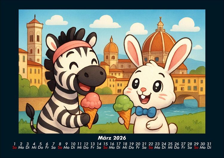 Produktbild: Zara & Bouncy in Italien 2026 Fotokalender DIN A4