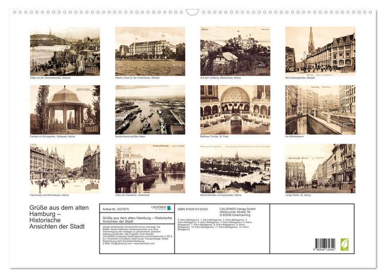 Produktbild: Gr&uuml;&szlig;e aus dem alten Hamburg &ndash; Historische Ansichten der Stadt (Wandkalender 2026 DIN A2 quer), CALVENDO Monatskalender
