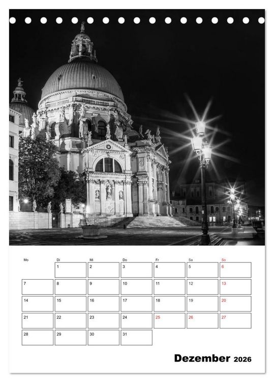 Produktbild: MONOCHROMES VENEDIG Klassische Momente (Tischkalender 2026 DIN A5 hoch), CALVENDO Monatskalender