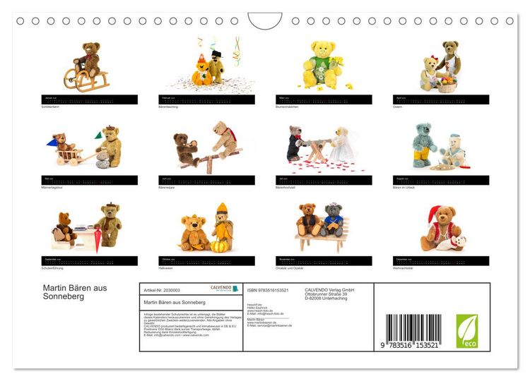 Produktbild: Martin B&auml;ren aus Sonneberg (Wandkalender 2026 DIN A4 quer), CALVENDO Monatskalender