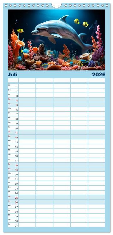 Produktbild: Familienplaner 2026 - Abenteuer Spielzeugland rund ums Wasser mit 5 Spalten (Wandkalender, 21 x 45 cm) CALVENDO