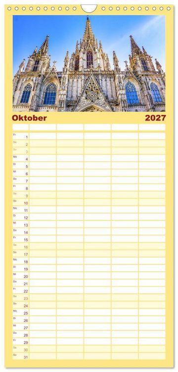 Produktbild: Familienplaner 2027 - Barcelona - Stadt der Kunstwerke und Architektur mit 5 Spalten (Wandkalender, 21 x 45 cm) CALVENDO
