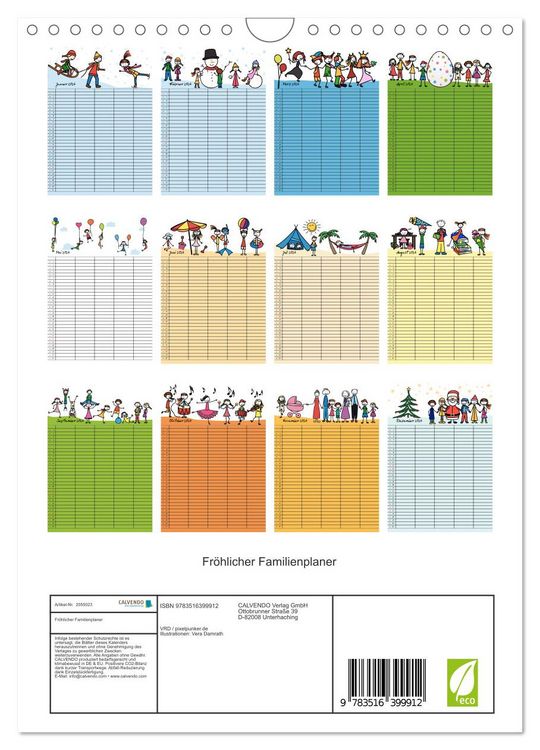 Produktbild: Fr&ouml;hlicher Familienplaner (Wandkalender 2026 DIN A4 hoch), CALVENDO Monatskalender