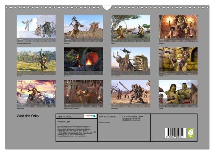 Produktbild: Welt der Orks (Wandkalender 2026 DIN A3 quer), CALVENDO Monatskalender