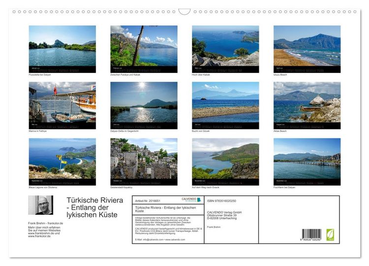 Produktbild: T&uuml;rkische Riviera - Entlang der lykischen K&uuml;ste (Wandkalender 2026 DIN A2 quer), CALVENDO Monatskalender