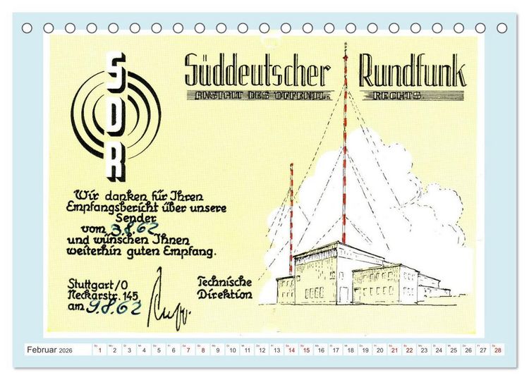 Produktbild: Rundfunk in Deutschland - Historische QSL-Karten (Tischkalender 2026 DIN A5 quer), CALVENDO Monatskalender