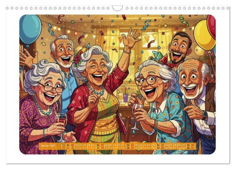 Produktbild: Charmante Rentner im Comic-Stil (Wandkalender 2027 DIN A3 quer), CALVENDO Monatskalender