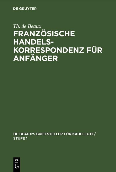 Produktbild: Franz&ouml;sische Handelskorrespondenz f&uuml;r Anf&auml;nger