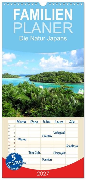 Produktbild: Familienplaner 2027 - Die Natur Japans mit 5 Spalten (Wandkalender, 21 x 45 cm) CALVENDO