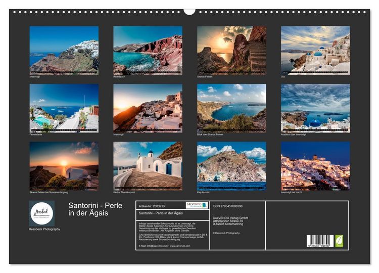Produktbild: Santorini - Perle in der &Auml;gais (Wandkalender 2026 DIN A2 quer), CALVENDO Monatskalender