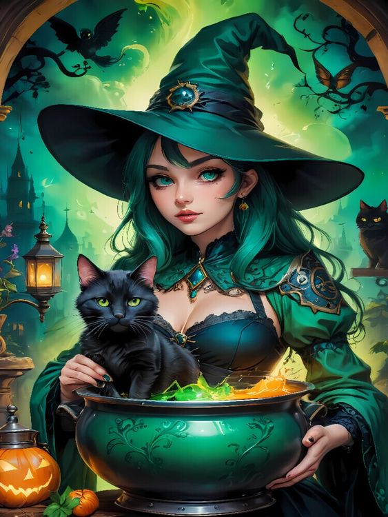 Produktbild: CALVENDO Puzzle Klassische Hexe mit interessanten Zaubertrank | 1000 Teile Lege-Gr&ouml;&szlig;e 64x48cm Foto-Puzzle f&uuml;r gl&uuml;ckliche Stunden