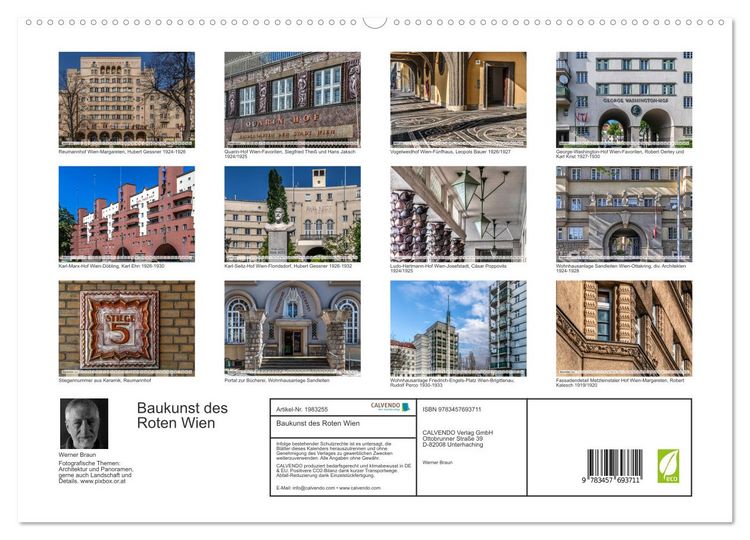 Produktbild: Baukunst des Roten Wien (hochwertiger Premium Wandkalender 2026 DIN A2 quer), Kunstdruck in Hochglanz