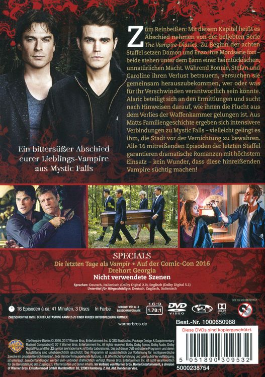 Produktbild: The Vampire Diaries - Staffel 8 [3 DVDs]