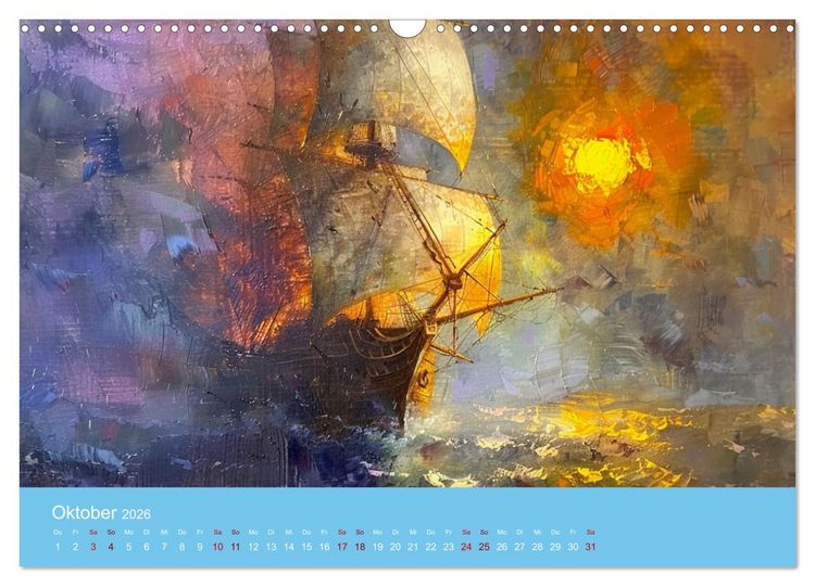Produktbild: Das trunkene Schiff mit Bildern im William Turner-Stil (Wandkalender 2026 DIN A3 quer), CALVENDO Monatskalender