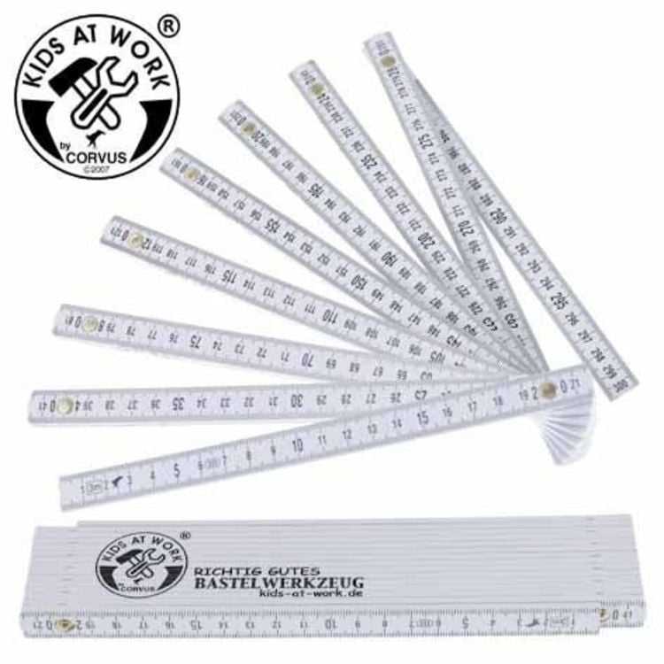 Produktbild: Corvus A600683 - Kids-at-Work, Meterstab 3 Meter, Zollstock, Holz, wei&szlig;