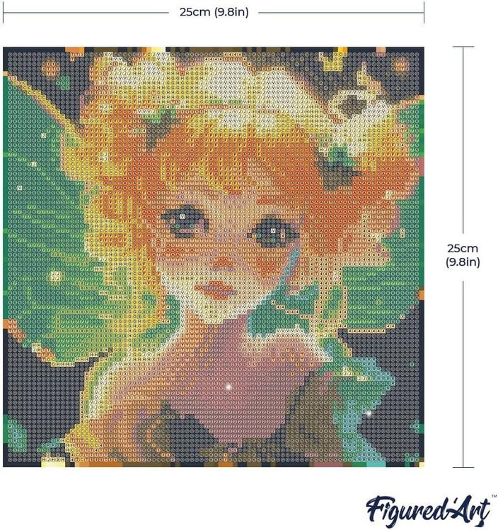 Produktbild: FiguredArt DP-SFA167-Y - Mini Diamond Painting, H&uuml;bsche Kleine Fee, Leinwand-Keilrahmen (25x25cm), DIY Bastelset