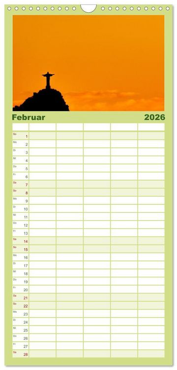 Produktbild: Familienplaner 2026 - Brasilien - Karnevale, Fu&szlig;ball und Regenw&auml;lder. mit 5 Spalten (Wandkalender, 21 x 45 cm) CALVENDO