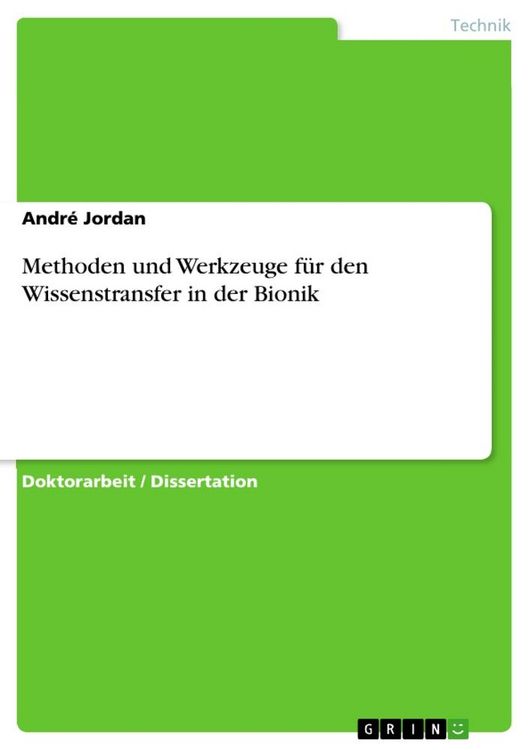 Produktbild: Methoden und Werkzeuge f&uuml;r den Wissenstransfer in der Bionik