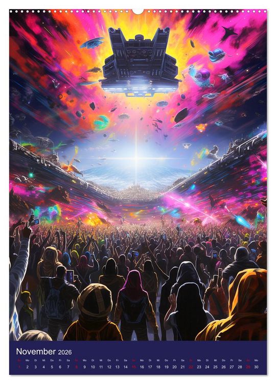 Produktbild: Our future in space. Pulsierendes Leben auf neuen Planeten (Wandkalender 2026 DIN A2 hoch), CALVENDO Monatskalender
