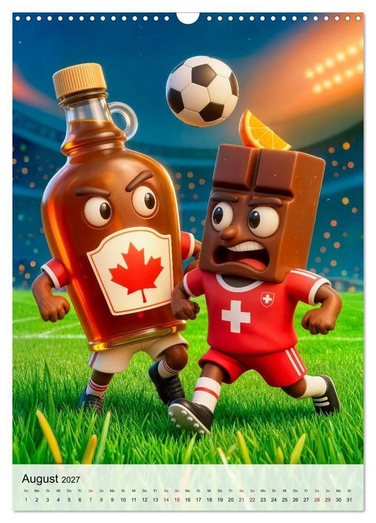 Produktbild: Food‑Fu&szlig;baller - Lustiger kulinarischer Fu&szlig;ballspa&szlig; (Wandkalender 2027 DIN A3 hoch), CALVENDO Monatskalender
