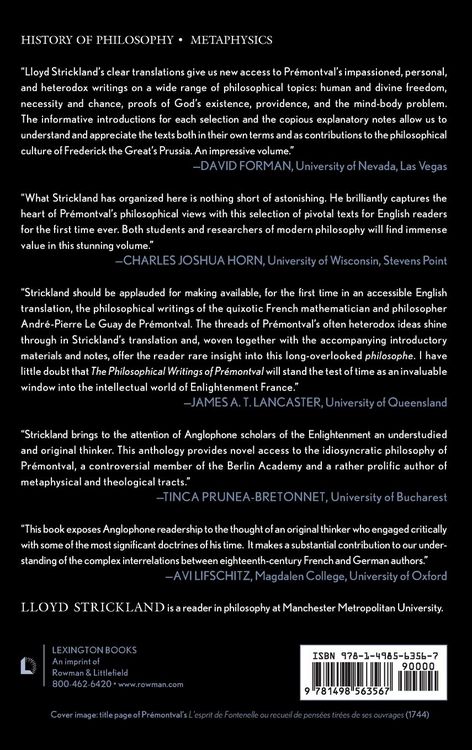 Produktbild: Philosophical Writings of Pr&eacute;montval