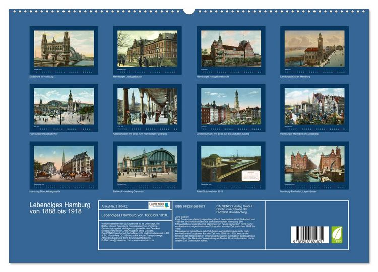 Produktbild: Lebendiges Hamburg von 1888 bis 1918 (hochwertiger Premium Wandkalender 2026 DIN A2 quer), Kunstdruck in Hochglanz