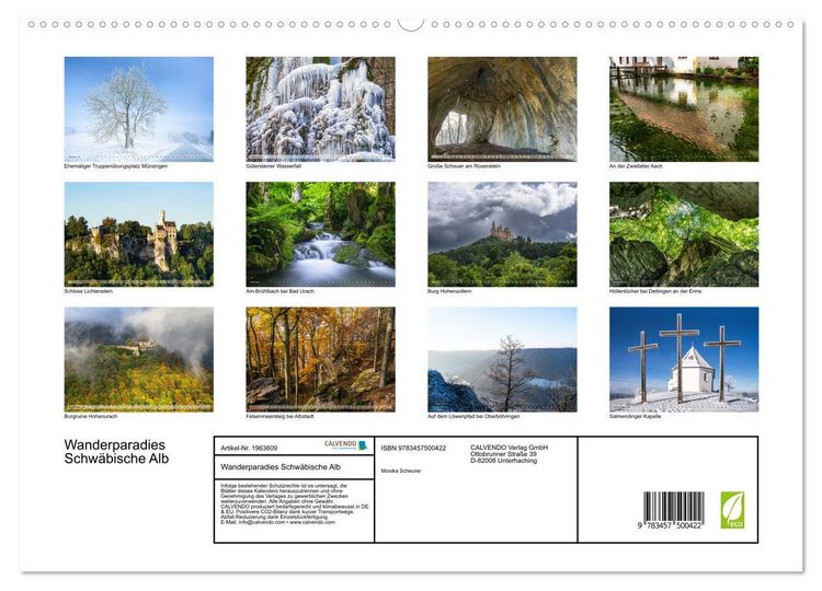 Produktbild: Wanderparadies Schw&auml;bische Alb (hochwertiger Premium Wandkalender 2026 DIN A2 quer), Kunstdruck in Hochglanz