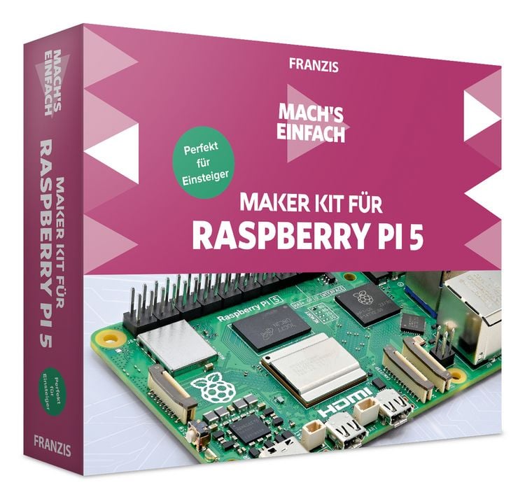 Produktbild: FRANZIS 67219 - Mach's einfach Maker Kit f&uuml;r Raspberry Pi 5 - Perfekt f&uuml;r Einsteiger