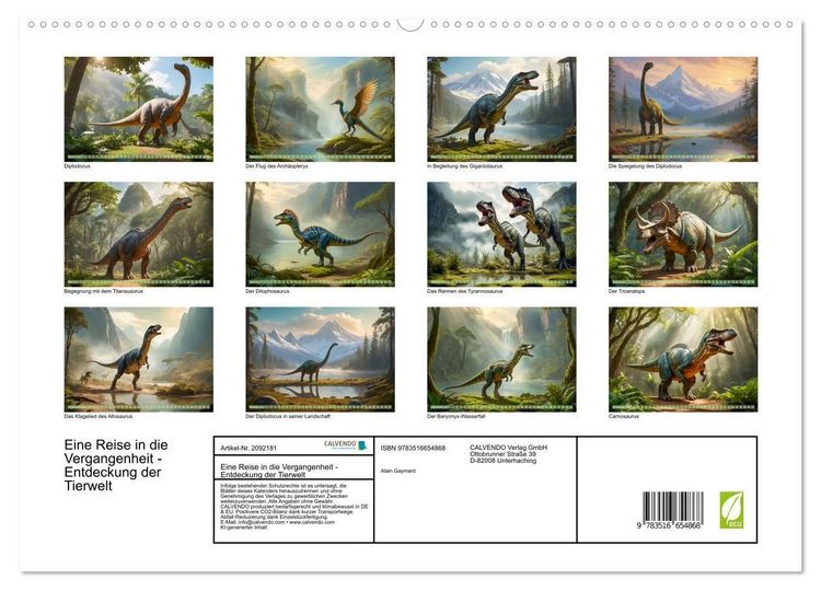 Produktbild: Eine Reise in die Vergangenheit - Entdeckung der Tierwelt (hochwertiger Premium Wandkalender 2026 DIN A2 quer), Kunstdruck in Hochglanz