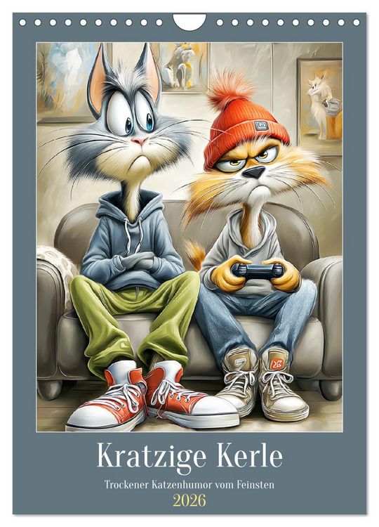 Produktbild: Kratzige Kerle. Trockener Katzenhumor vom Feinsten (Wandkalender 2026 DIN A4 hoch), CALVENDO Monatskalender