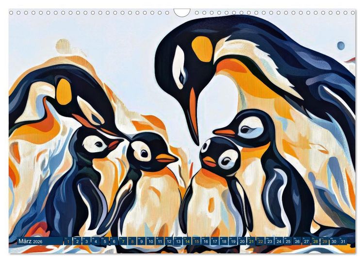 Produktbild: PINGUINE - modern Art (Wandkalender 2026 DIN A3 quer), CALVENDO Monatskalender