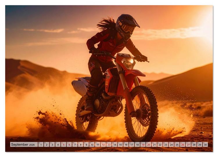 Produktbild: W&uuml;stenabenteuer - Spektakul&auml;re Moto-Rallys (Wandkalender 2026 DIN A4 quer), CALVENDO Monatskalender