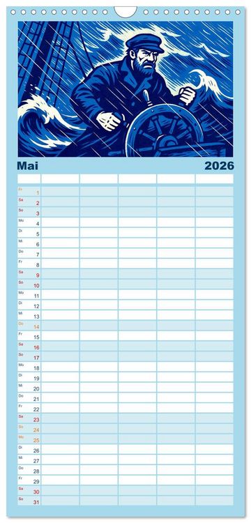 Produktbild: Familienplaner 2026 - Das Meer in der Weltliteratur mit 5 Spalten (Wandkalender, 21 x 45 cm) CALVENDO