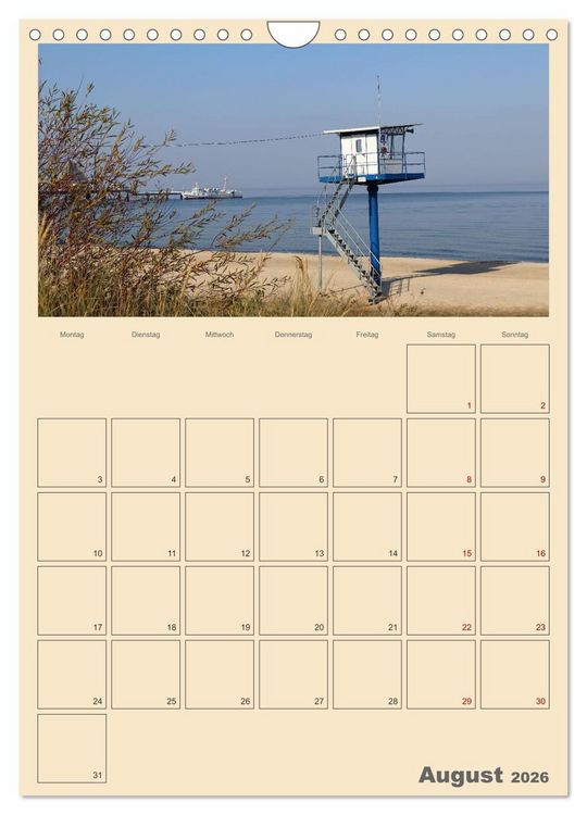 Produktbild: Usedom Ostsee - Terminplaner (Wandkalender 2026 DIN A4 hoch), CALVENDO Monatskalender