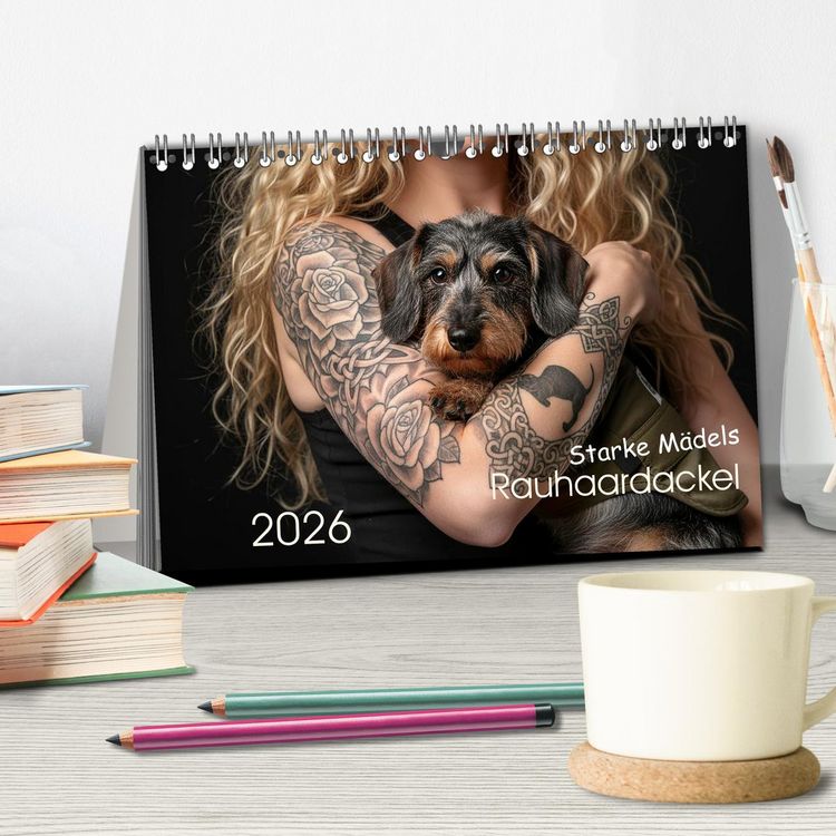 Produktbild: Starke M&auml;dels - Rauhaardackel (Tischkalender 2026 DIN A5 quer), CALVENDO Monatskalender