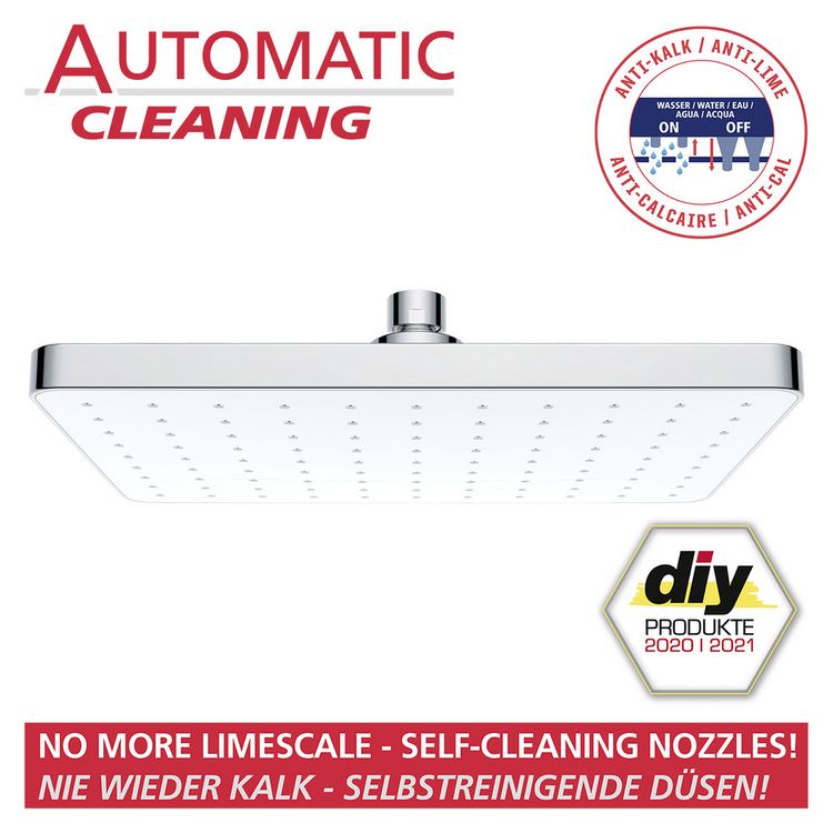 Produktbild: Regenduschkopf Automatic Cleaning 25 x 17 cm, mit automatischem Reinigungssystem