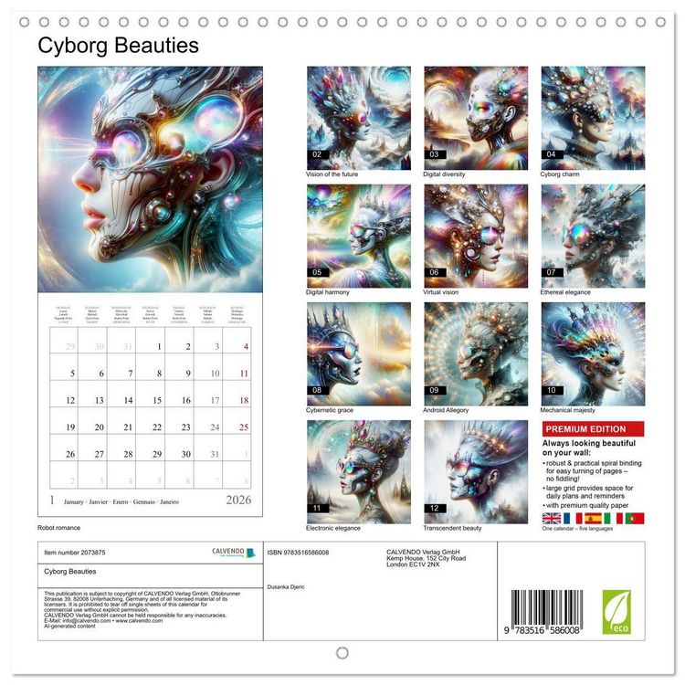 Produktbild: Cyborg Beauties (Wall Calendar 2026 12 &times; 12 Inch) CALVENDO 12 Month Wall Calendar
