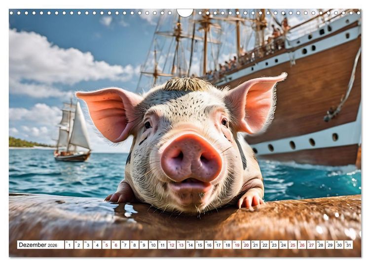 Produktbild: Schwimmende Schweine im Paradies (Wandkalender 2026 DIN A3 quer), CALVENDO Monatskalender