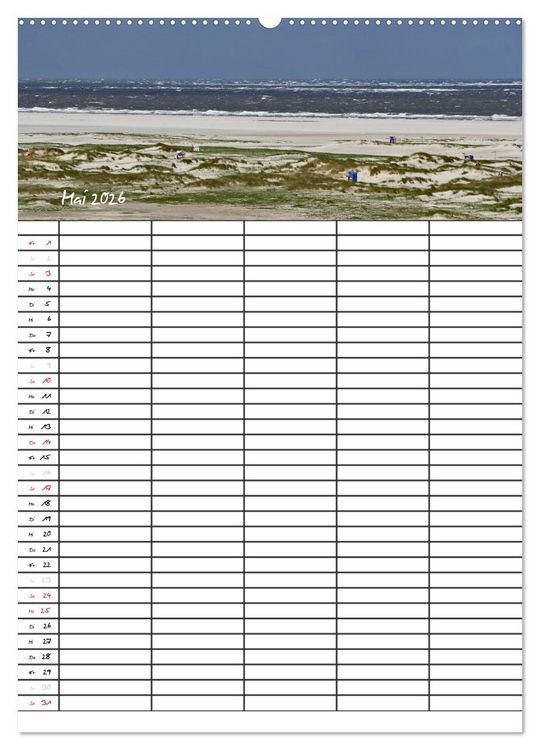 Produktbild: Urlaubsparadies Amrum / Familienplaner (hochwertiger Premium Wandkalender 2026 DIN A2 hoch), Kunstdruck in Hochglanz