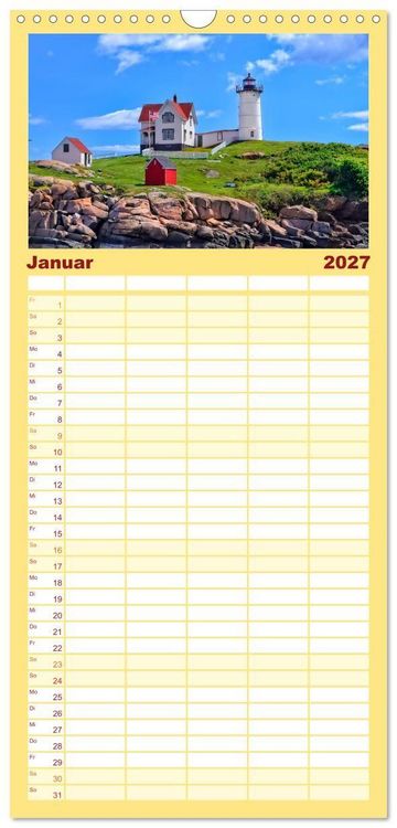 Produktbild: Familienplaner 2027 - Leuchtt&uuml;rme - maritime Wegweiser mit 5 Spalten (Wandkalender, 21 x 45 cm) CALVENDO