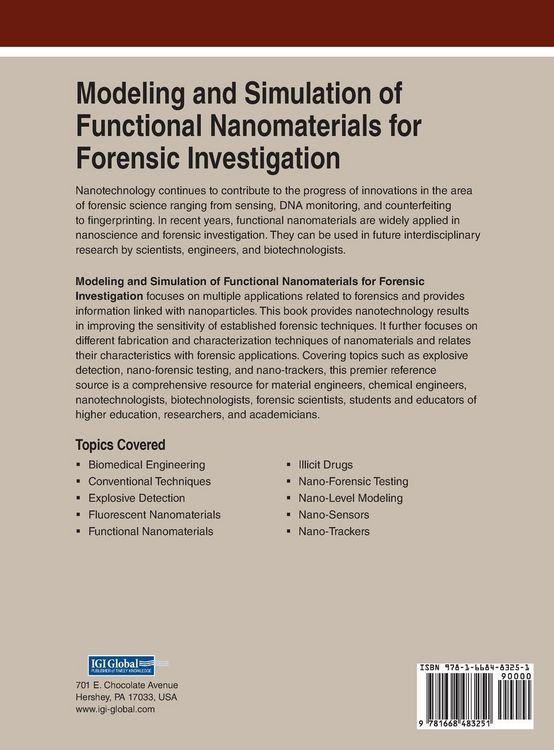 Produktbild: Modeling and Simulation of Functional Nanomaterials for Forensic Investigation