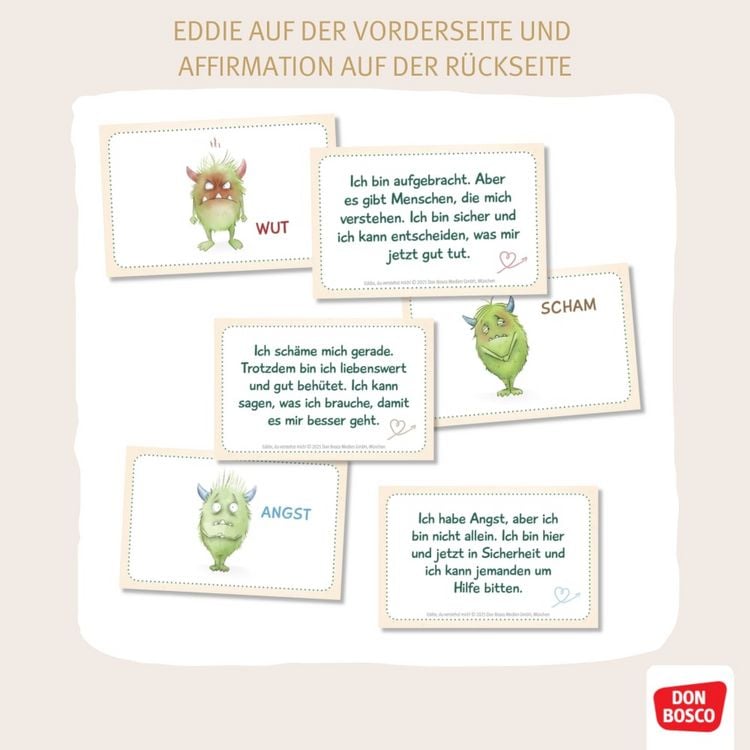 Produktbild: Eddie, du verstehst mich! 90 Gef&uuml;hle-K&auml;rtchen mit Affirmationen f&uuml;r Kinder