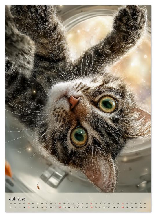 Produktbild: Katzen im Weltall - lustiger Katzenkalender f&uuml;r Kinder, Familien und Katzenliebhaber (Tischkalender 2026 DIN A5 hoch), CALVENDO Monatskalender