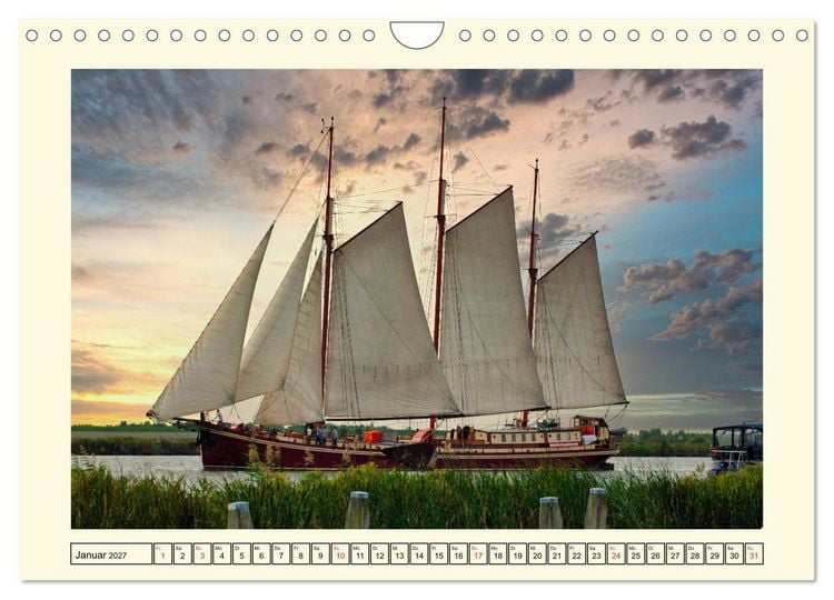 Produktbild: Segeln im Sonnenuntergang (Wandkalender 2027 DIN A4 quer), CALVENDO Monatskalender