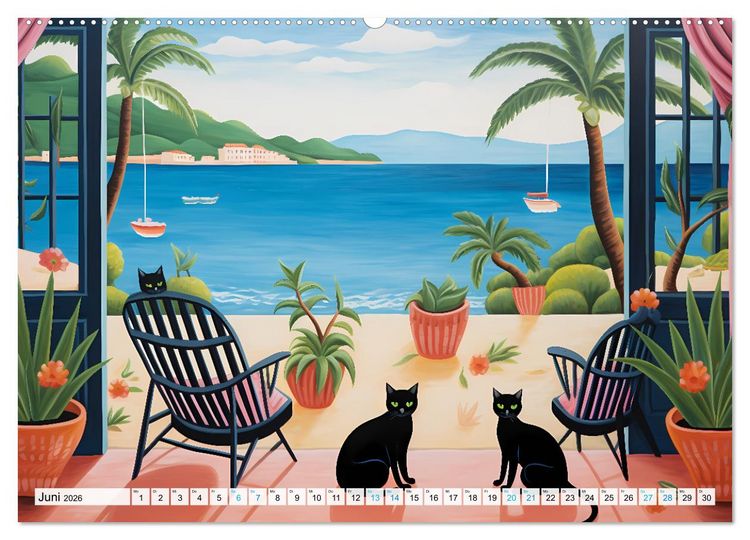Produktbild: Kunstvolle Katzen (Wandkalender 2026 DIN A2 quer), CALVENDO Monatskalender